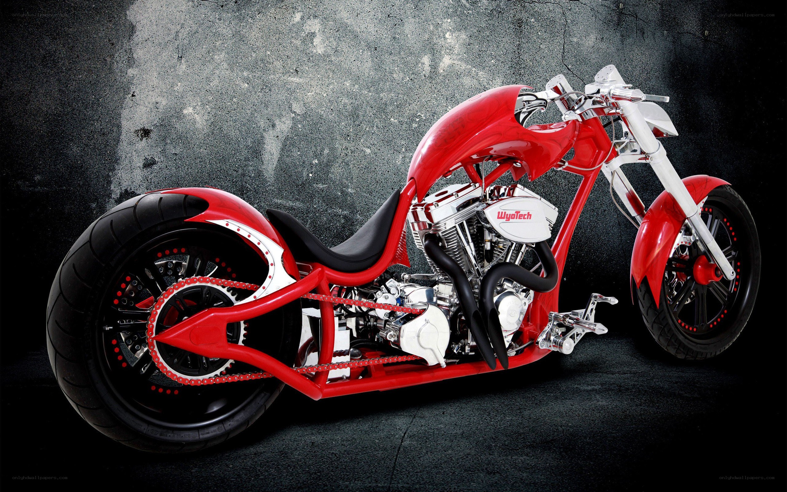 Custom red chopper motorcycle