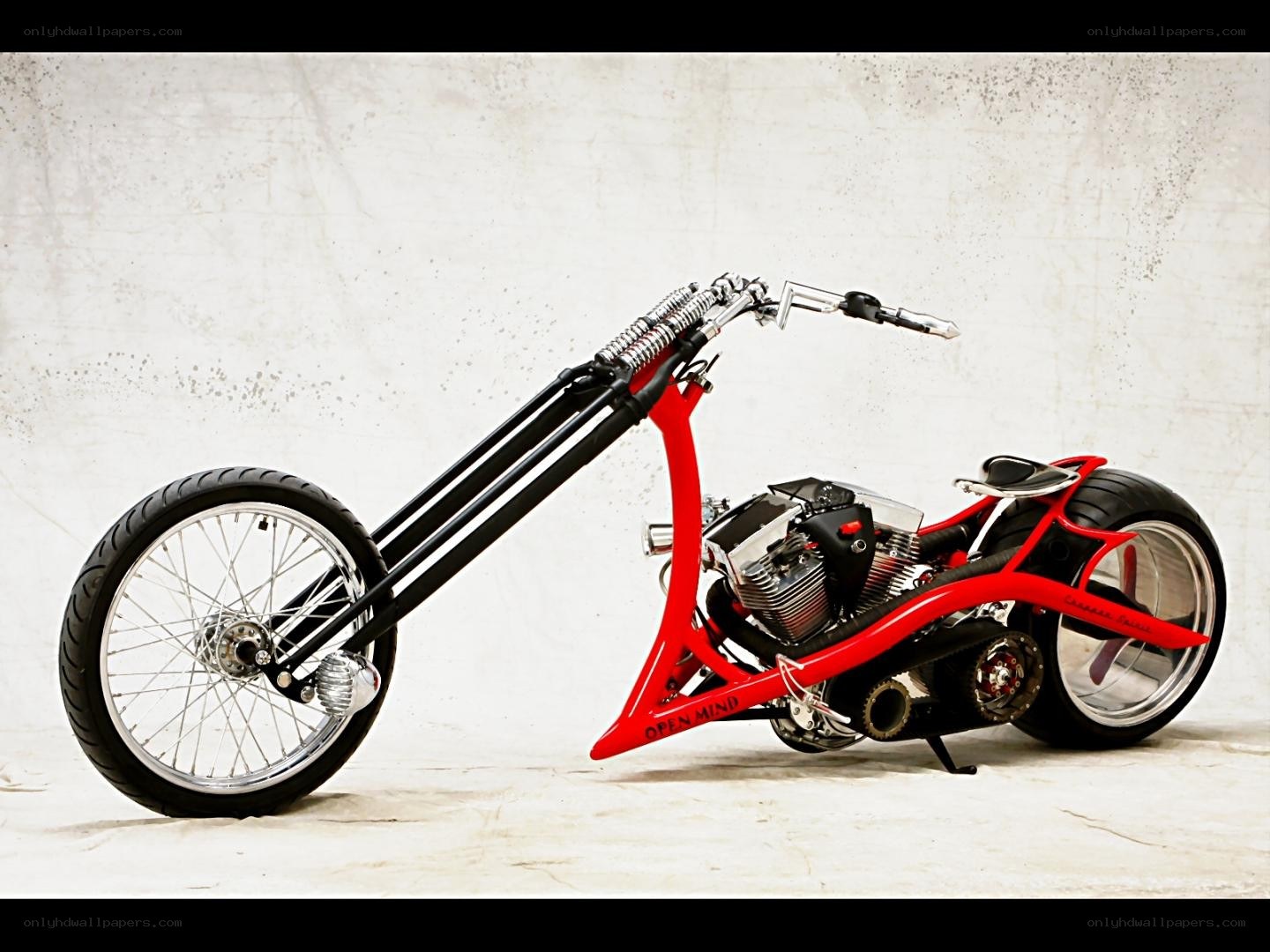 Custom red chopper motorcycle