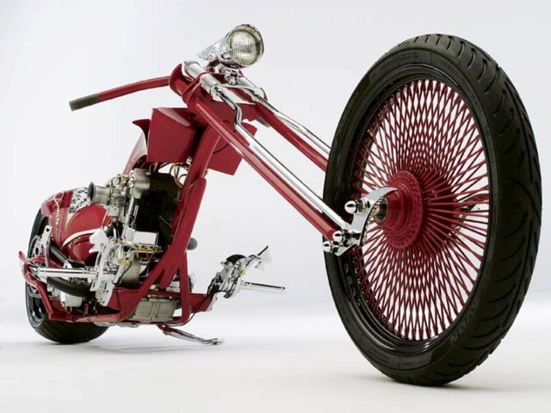 Custom Red Chopper Motorcycle — Neutral, Photograph