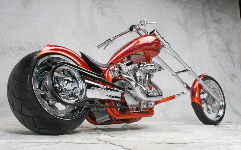 custom red chopper motorcycle