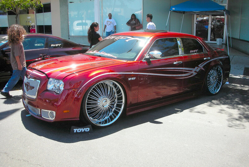 Custom red Chrysler sedan