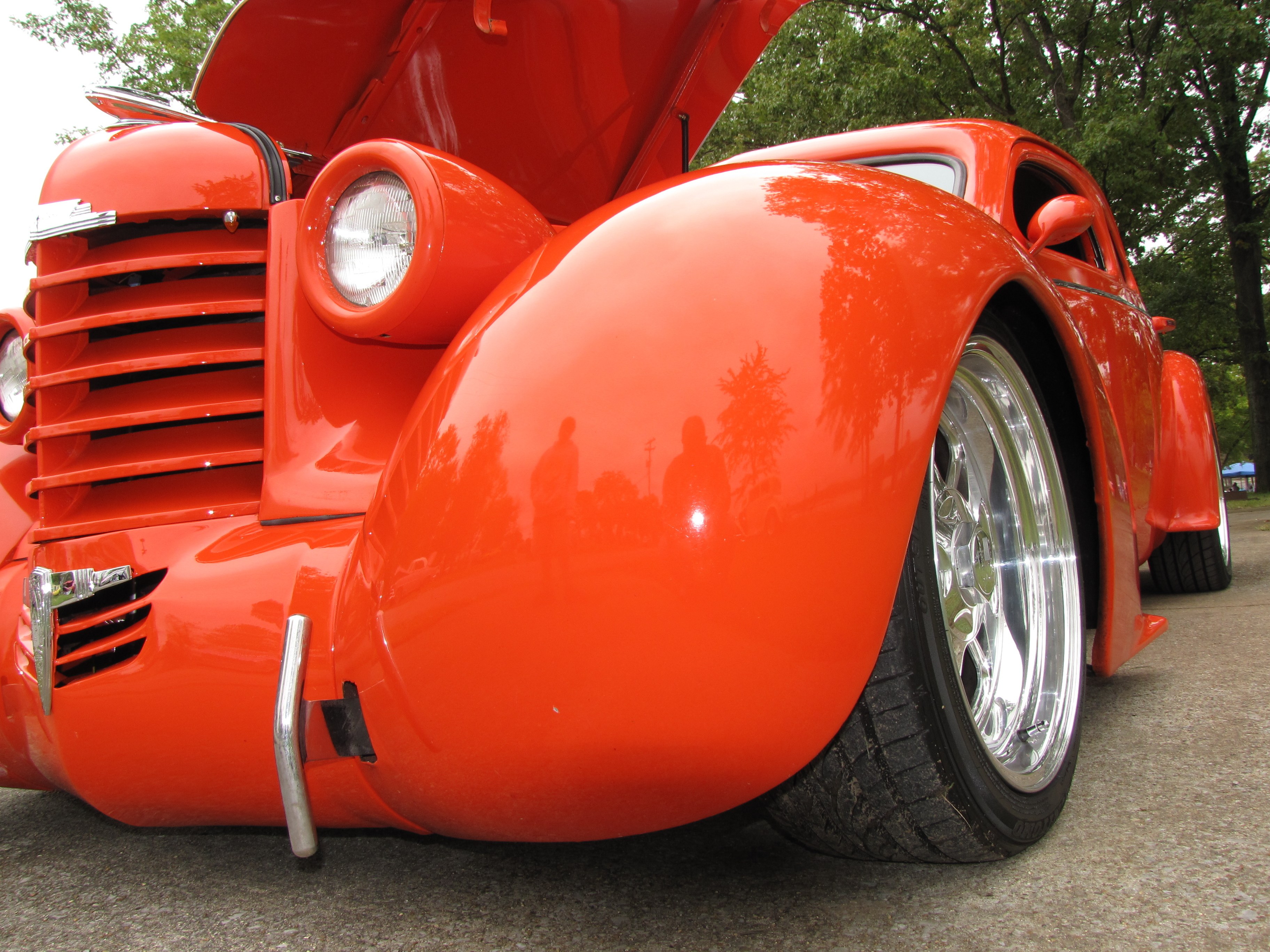 Custom red hot rod car