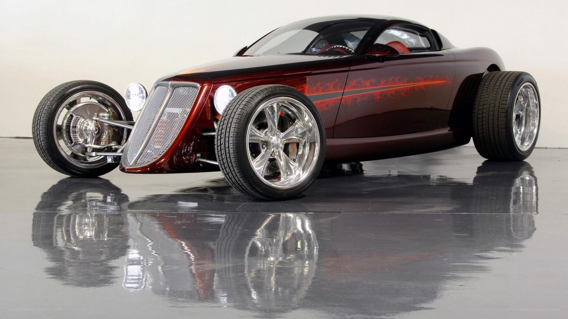 custom red hot rod car