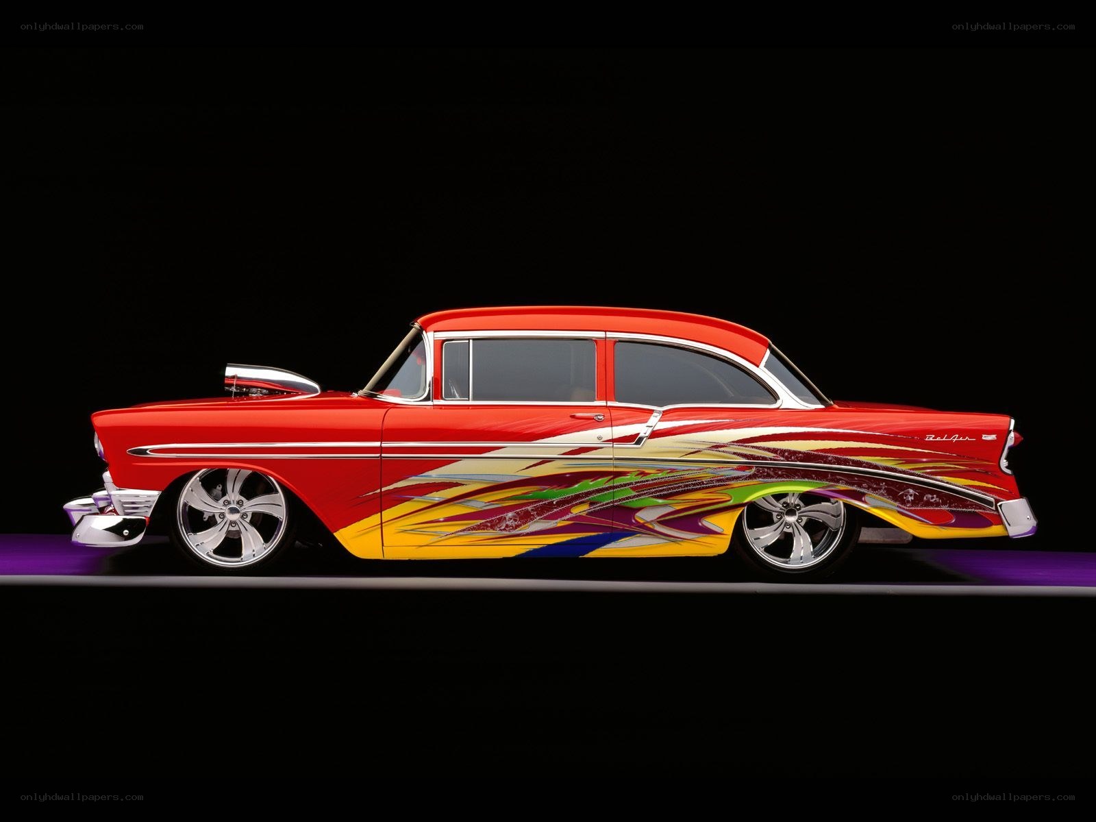 custom red hot rod car