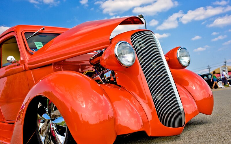 Custom Red Hot Rod Car — Bright