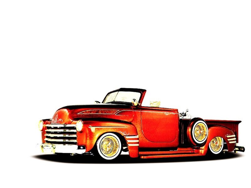 custom red hot rod truck