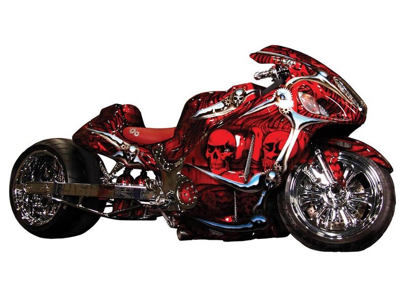 Custom Red Motorcycle — Aggressive