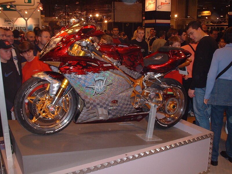 Custom Red Motorcycle — Busy