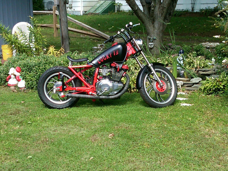 Custom Red Motorcycle — Calm, Afternoon