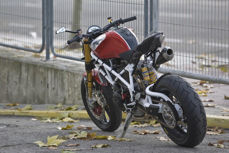 Custom Red Motorcycle — Calm, Autumn