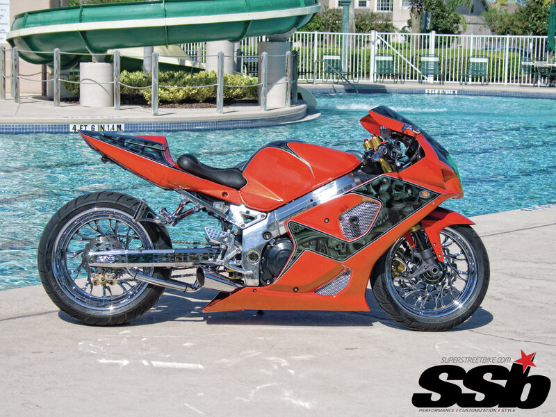 Custom Red Motorcycle — Calm