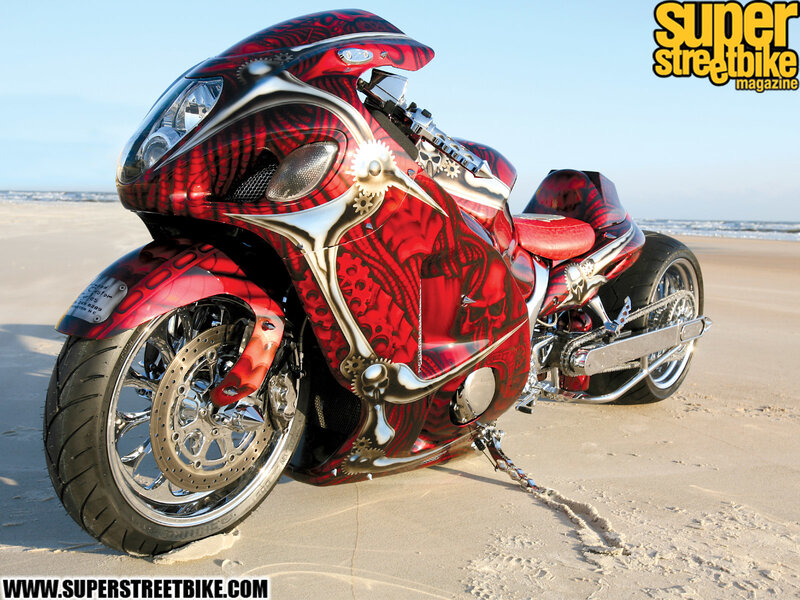 Custom Red Motorcycle — Dramatic