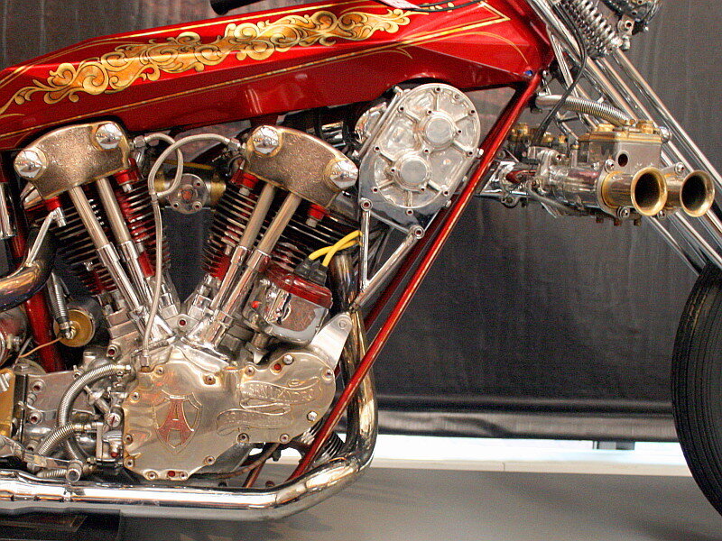 custom red motorcycle engine
