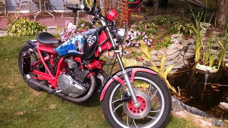 Custom Red Motorcycle — Serene