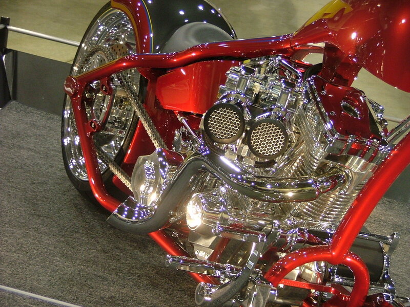 Custom Red Motorcycle — Showroom