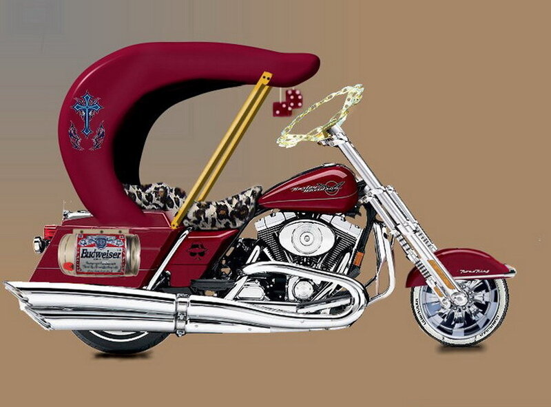 custom red motorcycle with canopy