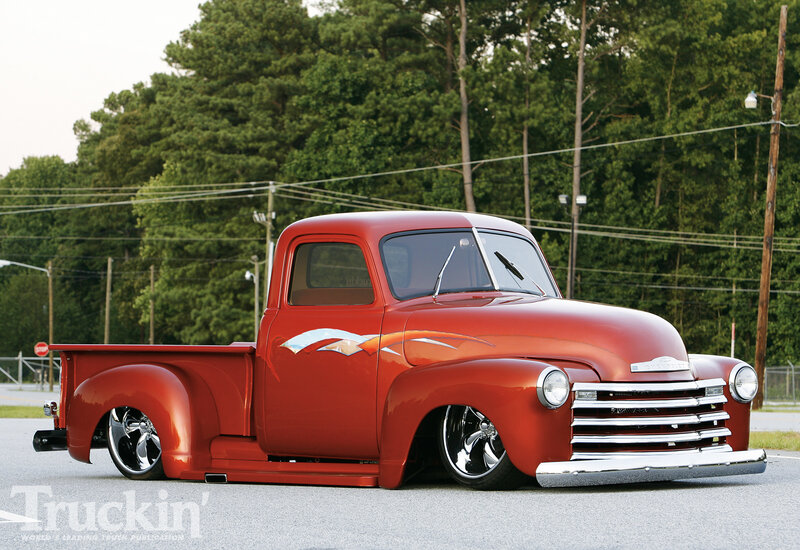 Custom Red Pickup Truck — Calm, Afternoon