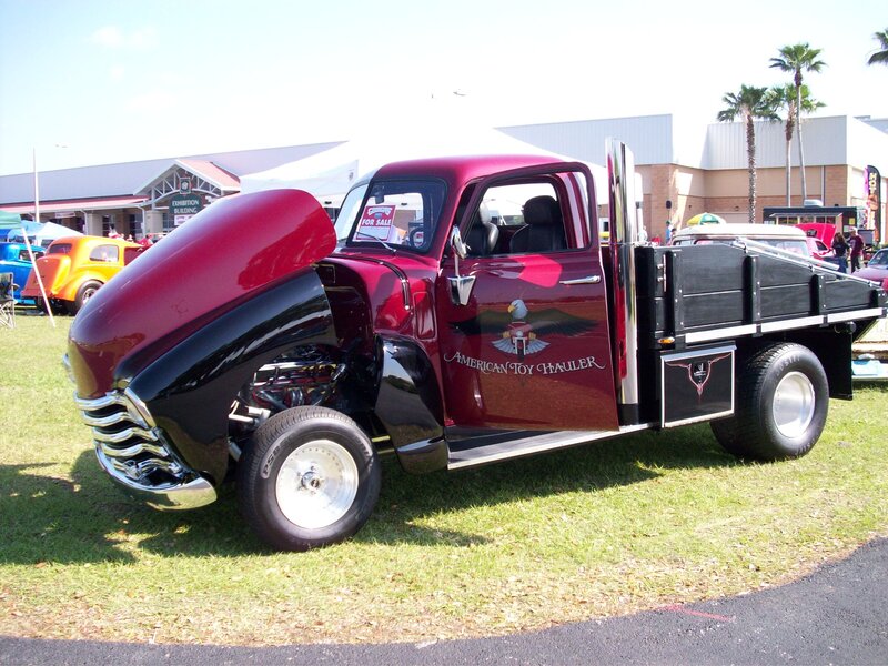 Custom Red Pickup Truck — Outdoor, Afternoon