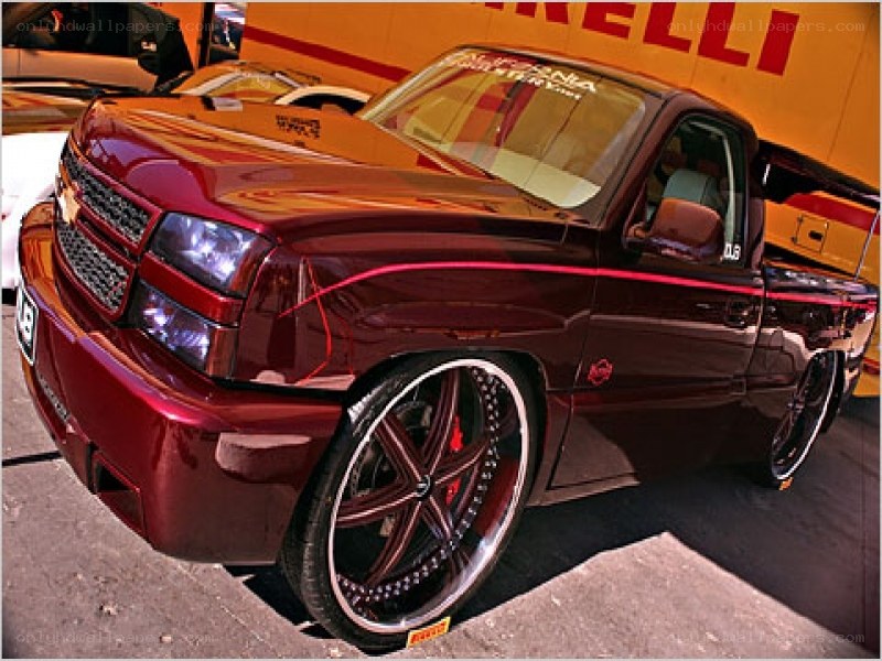 custom red pickup truck