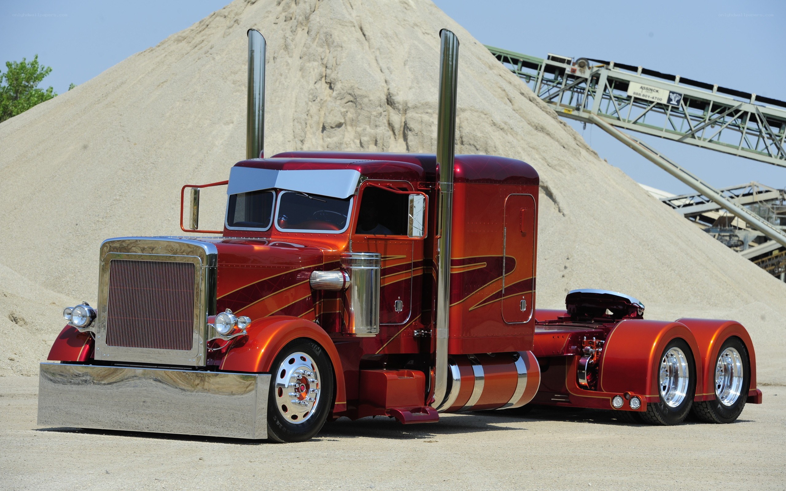 Custom red semi-truck