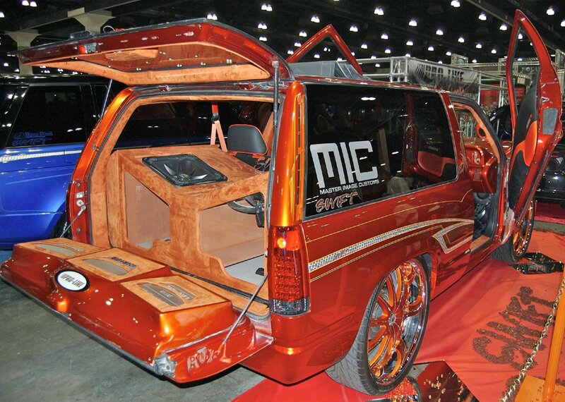 Custom red van with sound system