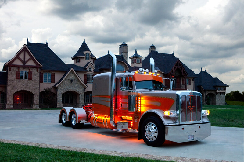 Custom Semi-truck — Orange, Dramatic