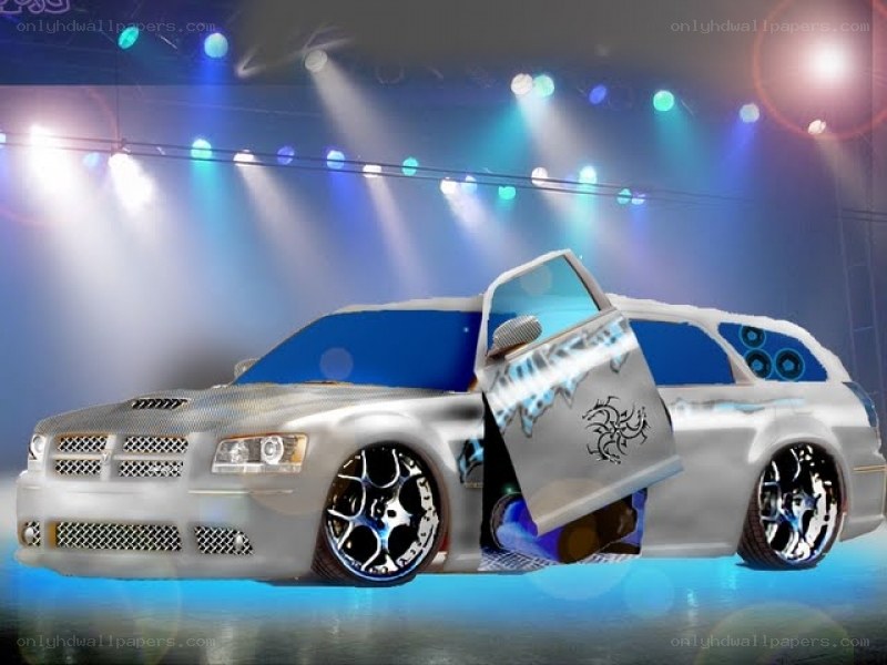 custom silver car on stage