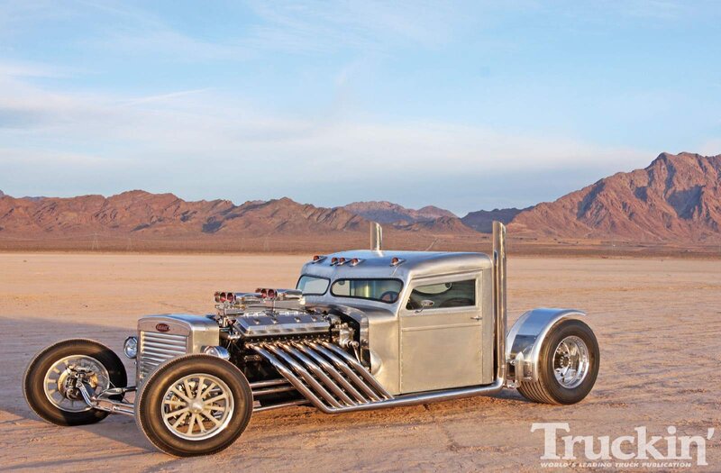 Custom Silver Hot Rod Truck — Dramatic, Sunset
