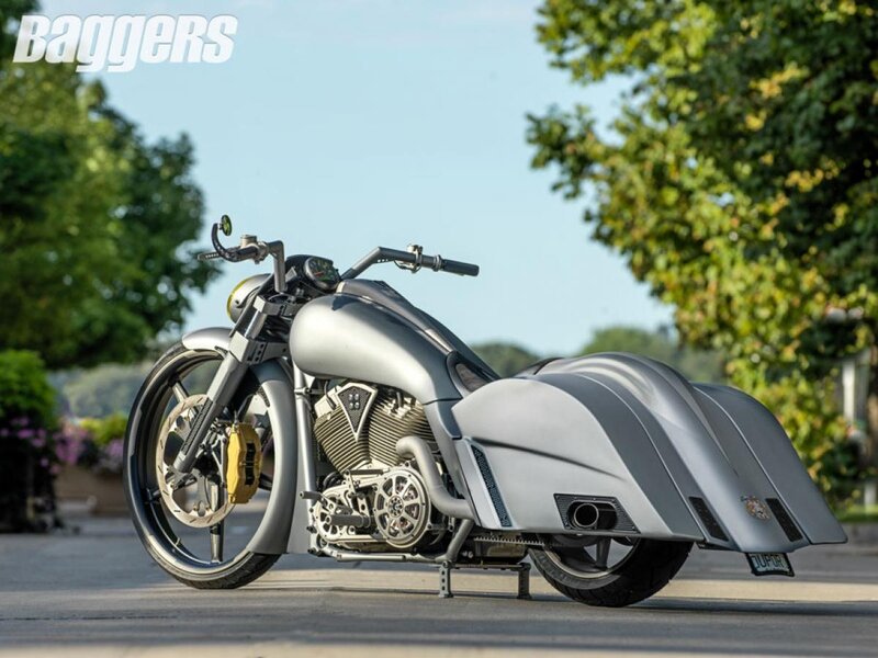 Custom Silver Motorcycle — Calm, Afternoon