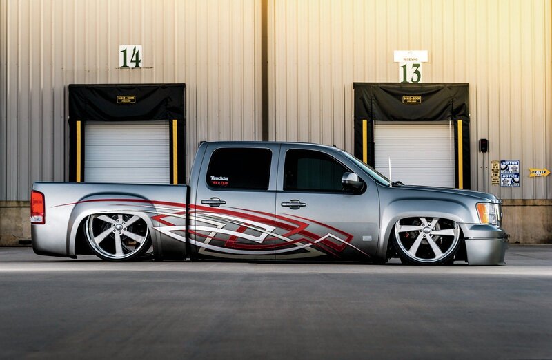 Custom Silver Pickup Truck — Dramatic, Afternoon