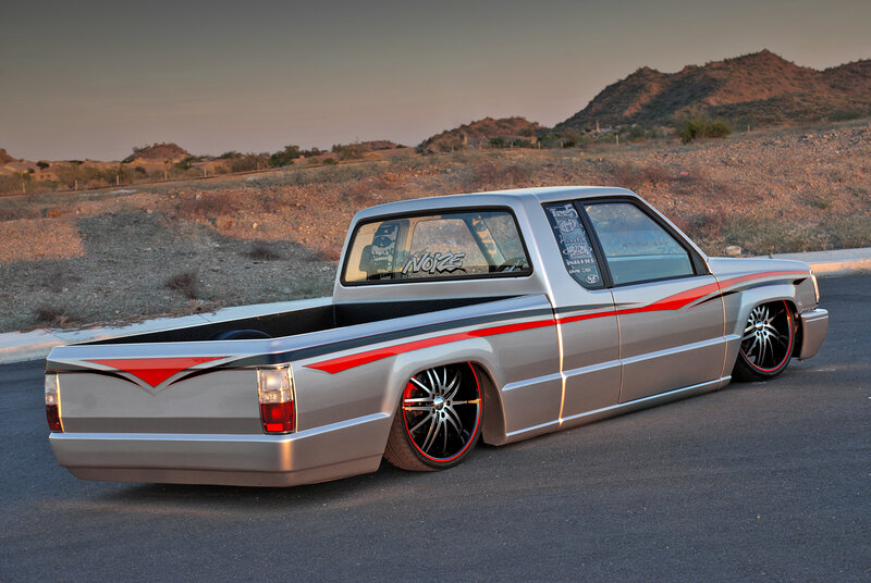 Custom Silver Pickup Truck — Dramatic, Sunset