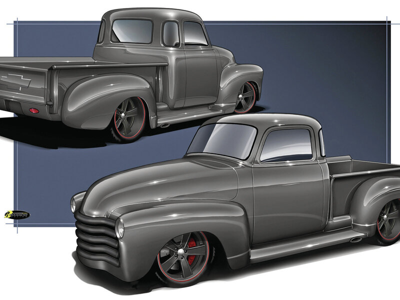 Custom Silver Pickup Truck — Gray, Dramatic