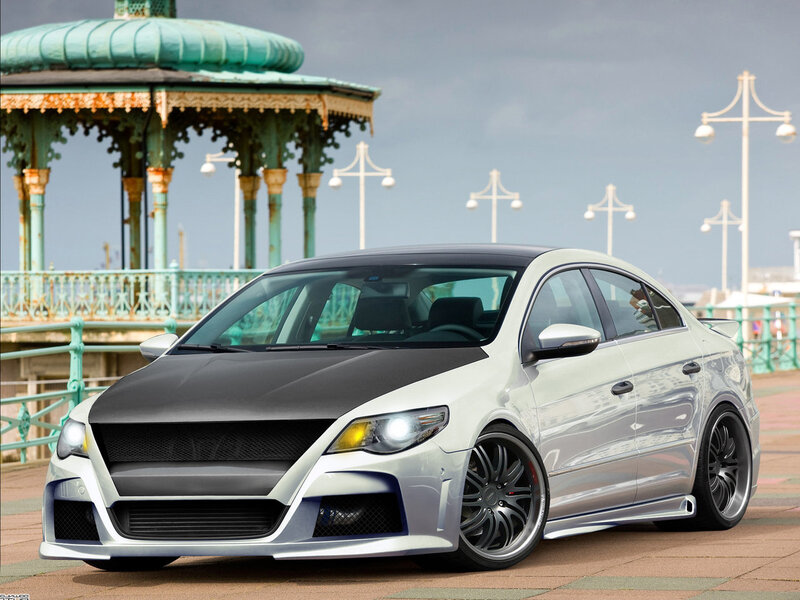 Custom silver sedan on pier
