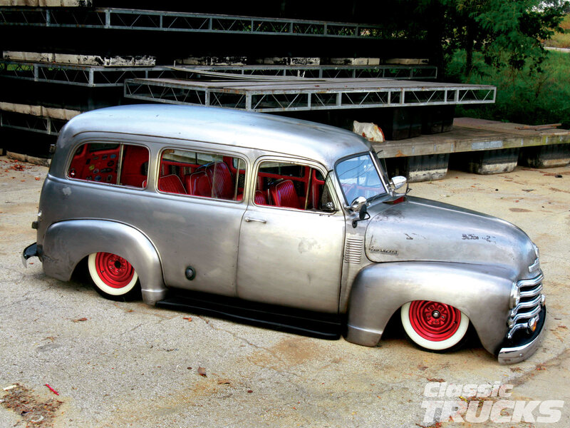 custom silver vintage truck