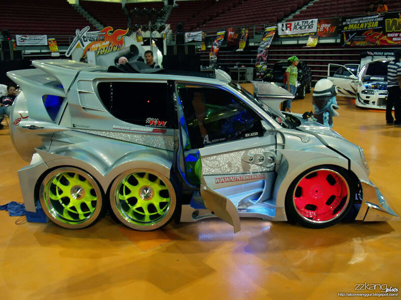 Custom six-wheeled car on display