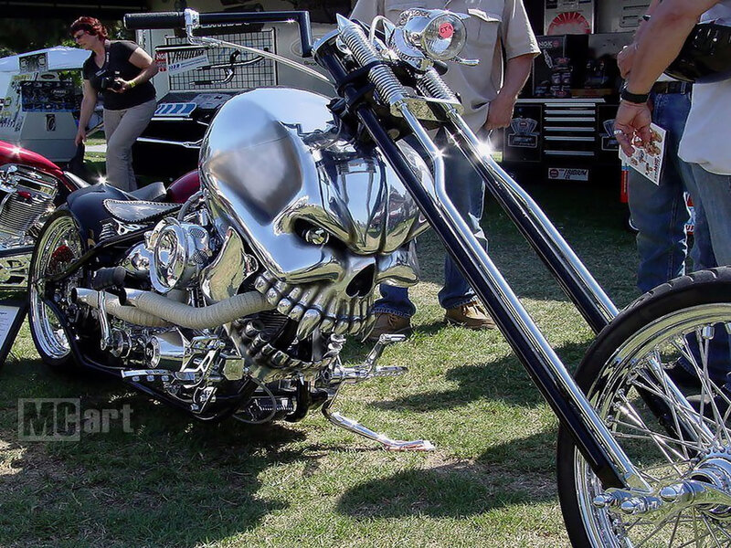 Custom Skull Motorcycle — Silver