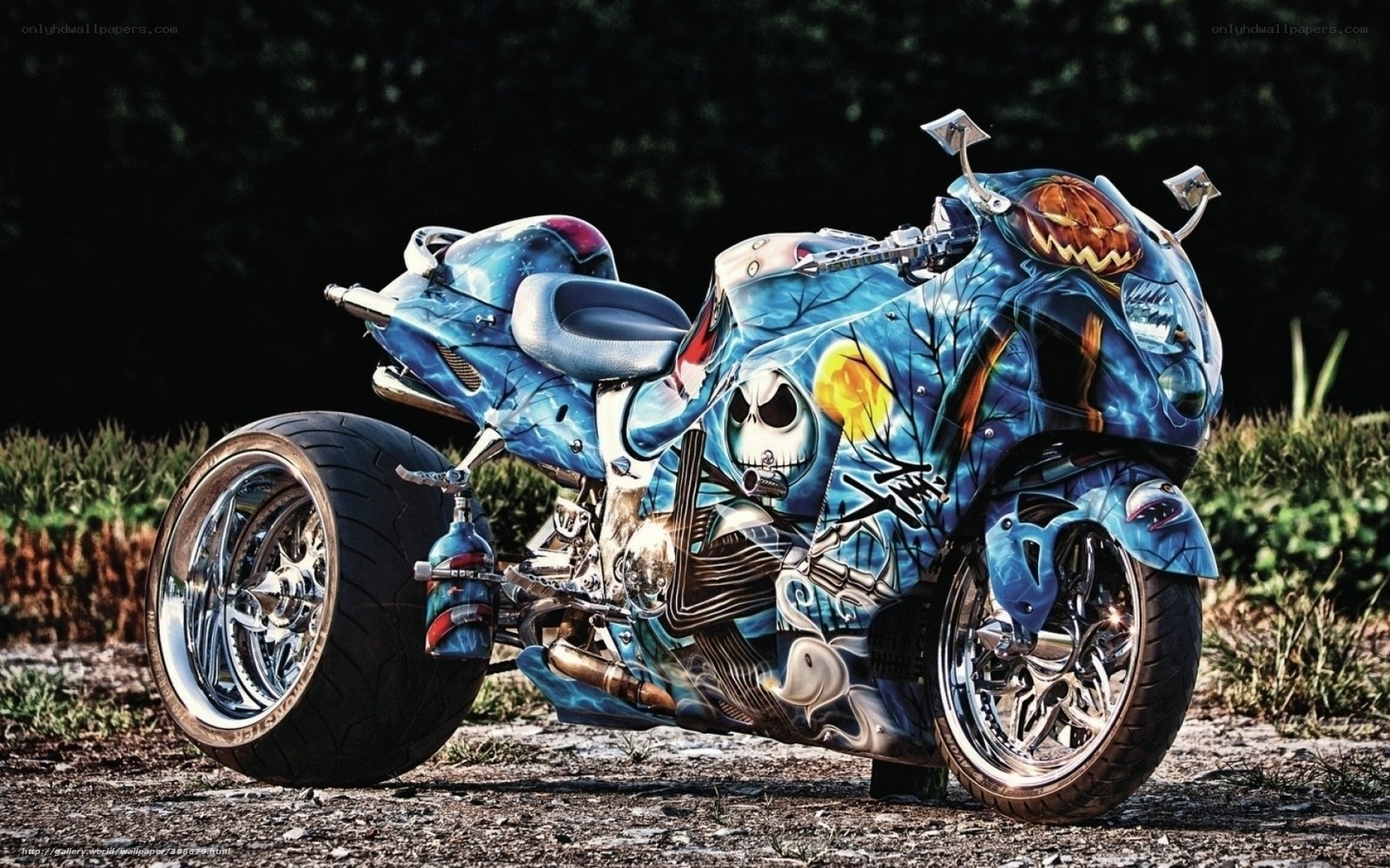 custom skull-themed motorcycle
