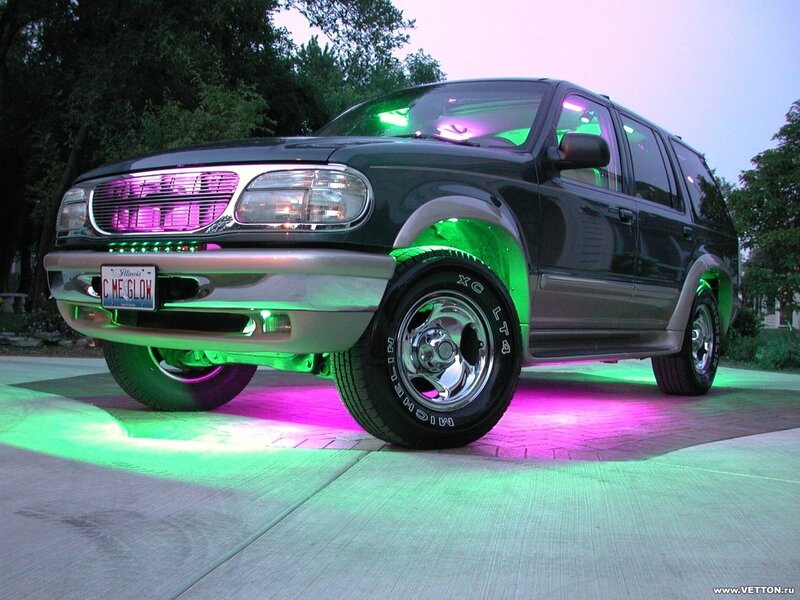 custom suv with neon lights