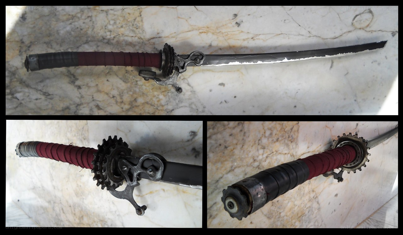 custom sword with gear hilt