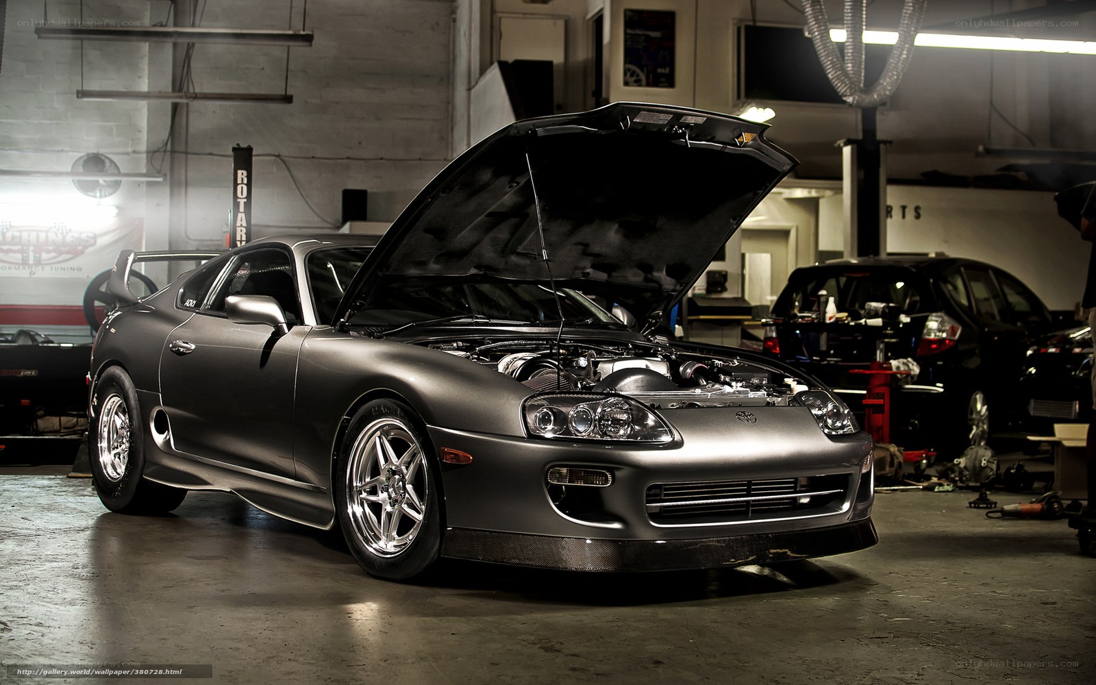Custom Toyota Supra in garage