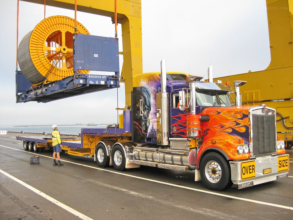 Custom truck loading cargo