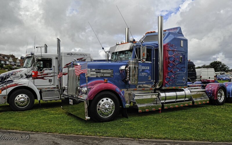 Custom trucks at a show
