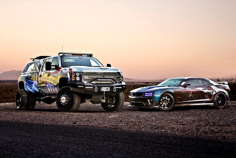 Custom Trucks on Desert Road