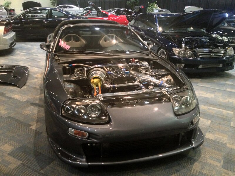 Custom-tuned sports car on display