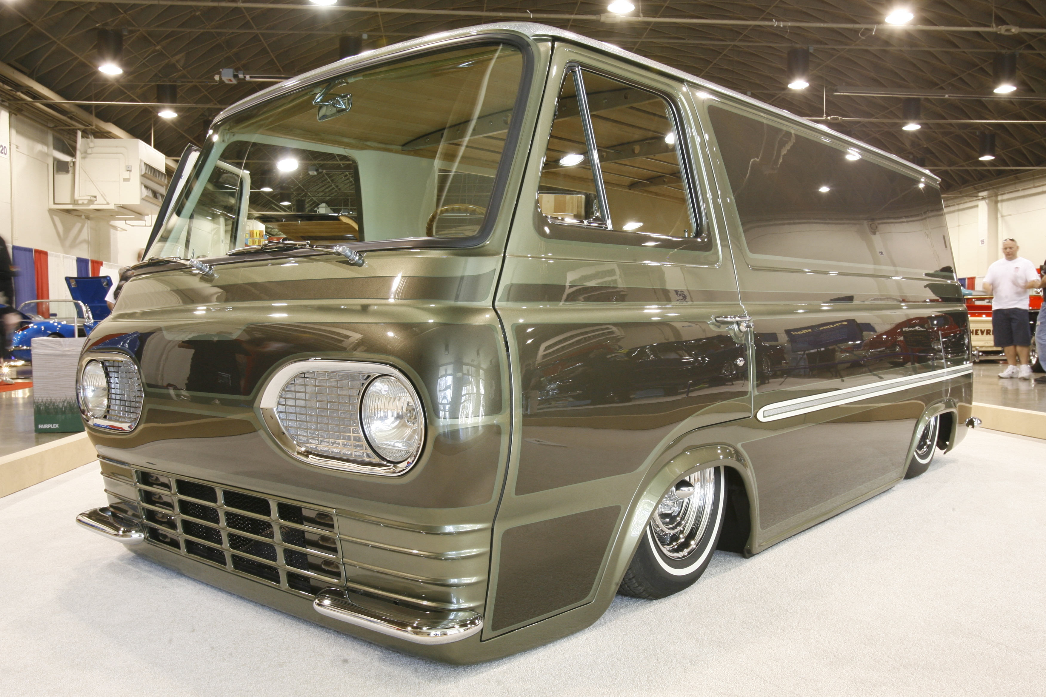 Custom vintage van on display
