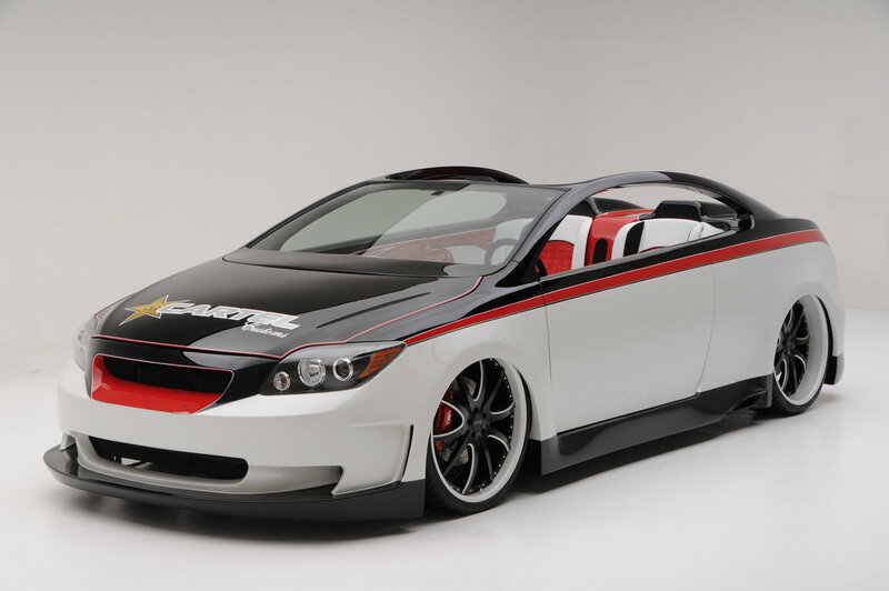 custom white and black sports car