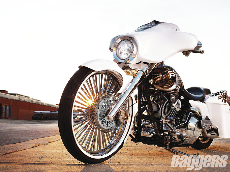 Custom White Motorcycle — Dramatic
