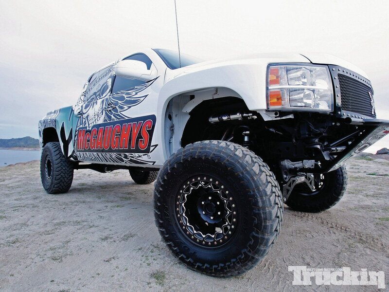 Custom White Pickup Truck — Dramatic, Photograph