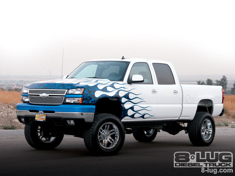 Custom White Pickup Truck — Dramatic