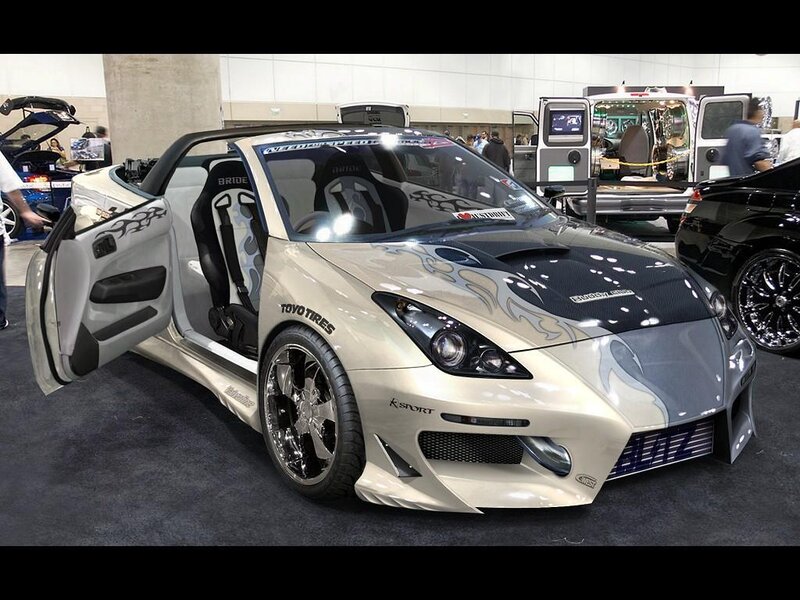 custom white sports car at show